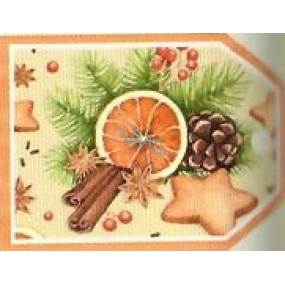 Nekupto Vianočné kartičky na darčeky Pomaranč, škorica, perníčky, šiška 5,5 x 7,5 cm 6 kusov