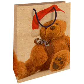 Nekupto Darčeková Kraftová taška 28 x 37 cm Vianočný s plyšovým medveďom 600 WKHL