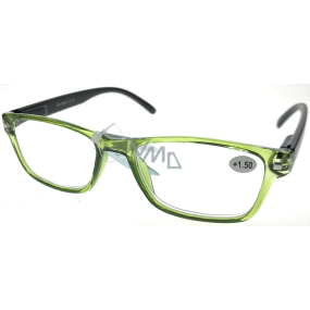 Berkeley Čítacie dioptrické okuliare +1,5 plast priehľadné zelené, čierne stranice 1 kus MC2166