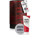Hawkins & Brimble krém na holenie 100 ml + balzam po holení 125 ml + plechový box, kozmetická sada pre mužov