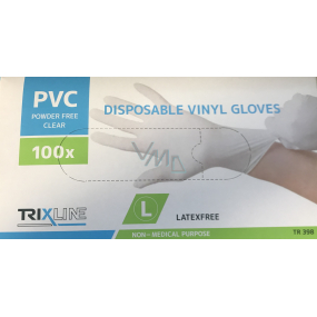 Trixline Rukavice hygienické jednorázové vinylové nepúdrované, veľkosť L, box 100 kusov