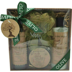 Salsa Collection Natural Oliva sprchový a kúpeľový gél 250 ml + telové mlieko 250 ml + telové maslo 110 ml + špongia zo sieťoviny, kozmetická sada
