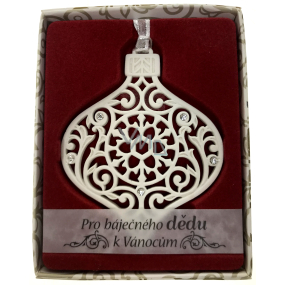 Albi Vianočný ornament s kryštálmi Swarovski na zavesenie s popisom - Pre báječného dedka k Vianociam, cca 7 x 8 cm