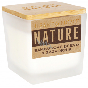 Heart & Home Nature Bambusové drevo a zázvor vonná sviečka malá sklo, doba horenia až 20 hodín 90 g