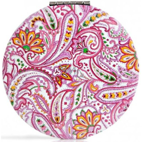Diva & Nice Zrkadielko dvojité klasické a zväčšovacie guľaté - mandala ružovobiela 7 cm