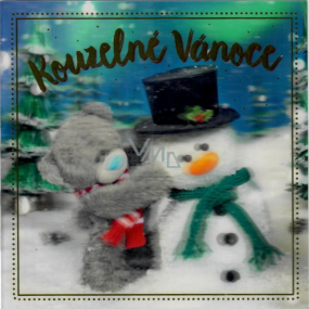 Me to You Blahoželania do obálky 3D Čarovné Vianoce Medvedík so snehuliakom 15,5 x 15,5 cm