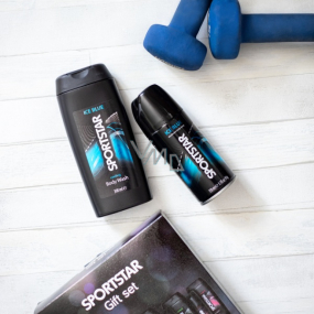 Sportstar Men Ice Blue sprchový gél 300 ml + dezodorant sprej 150 ml, kozmetická sada pre mužov