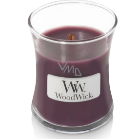 Woodwick Dark Poppy - Vlčí mak vonná sviečka s dreveným knôtom a viečkom sklo malá 85 g