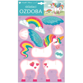 Skladací papierový ornament jednorožec 21 x 36,5 cm