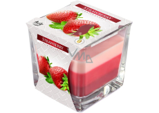 BISPOL Strawberry - Jahoda trojfarebná vonná sviečka sklo, doba horenia 32 hodín 170 g