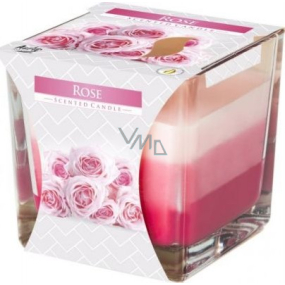 Bispol Rose - Ruža trojfarebná vonná sviečka sklo, doba horenia 32 hodín 170 g