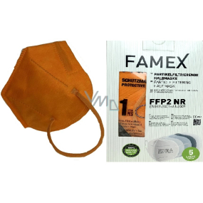 Famex Respirátor ústnej ochranný 5-vrstvový FFP2 tvárová maska oranžová 10 kusov