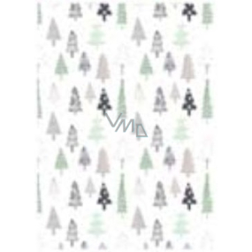 Ditipo Darčekový baliaci papier 70 x 100 cm Vianočné biely - stromčeky 2 archy