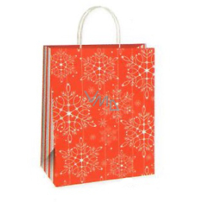 Ditipo Darčeková papierová taška 18 x 8 x 24 cm EKO Vianočné červená - biele vločky