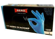 Aero Exacomp Rukavice hygienické jednorázové nitrilové antialergénne nepúdrované, veľkosť L, box 100 kusov modré