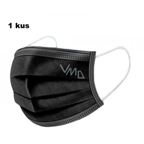 Shield Rúška 3 vrstvová ochranná zdravotné netkaná jednorazová, nízky dýchací odpor 1 kus čierna