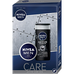 Nivea Men Care Active Clean sprchový gél 250 ml + Men krém 75 ml, kozmetická sada pre mužov