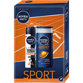 Nivea Men Sport sprchový gel 250 ml + Black & White Ultimate Impact antiperspirant sprej 150 ml, kozmetická sada pre mužov