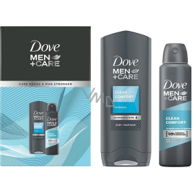 Dove Men + Care Clean Comfort sprchový gel 250 ml + antiperspirant deodorant sprej 75 ml, kozmetická sada pre mužov