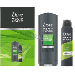 Dove Men + Care Extra Fresh sprchový gel 400 ml + antiperspirant dezodorant sprej 150 ml, kozmetická sada pre mužov