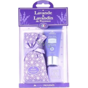 Esprit Provence Levanduľa toaletné mydlo 25 g + levanduľové vonné vrecúško + krém na ruky 30 ml, kozmetická sada pre ženy
