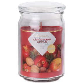 Emocio Christmas Apple - Vianočná sviečka s vôňou jablka sklenená so skleneným viečkom 453 g 93 x 142 mm