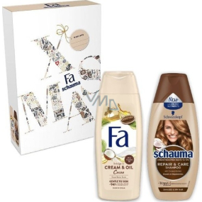 Fa Cream & Oil Cacao & Coco sprchový gél 250 ml + Schauma Repair & Care šampón na vlasy 250 ml, kozmetická sada pre ženy