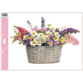 Okenná fólia bez lepidla kvety v košíku sedmokrásky 42 x 30 cm