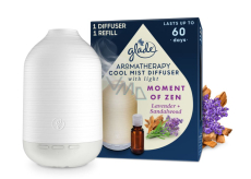 Glade Aromatherapy Cool Mist Difuzér Moment of Zen Lavender + Sandalwood Difuzér s led podsvietením, farba biela, 1 + 17,4 ml