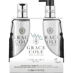 Grace Cole White Nectarine & Pear - sprchový gél Nectarine and Pear 300 ml + hydratačné telové mlieko 300 ml, kozmetická sada pre ženy