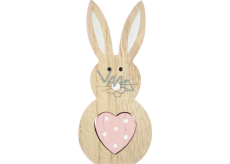 Drevený zajac s ružovým srdcom 16 cm