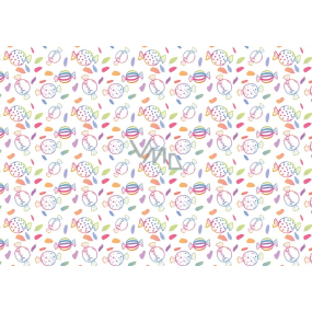 Ditipo Darčekový baliaci papier 70 x 100 cm Biely s cukríkmi 2 listy