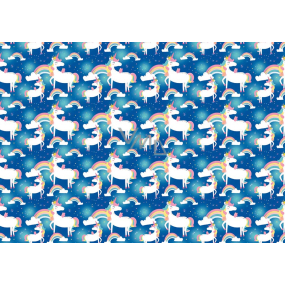 Ditipo Darčekový baliaci papier 70 x 100 cm Modrý s jednorožcom 2 listy