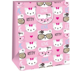 Ditipo Papierová darčeková taška 32,4 x 44,5 x 10,2 cm Ružová - Mačička, mačacie hlavy