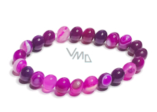 Achát ružový čipkovaný náramok elastický prírodný kameň, guľôčka 8 mm / 16 - 17 cm