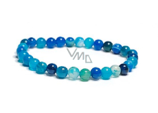 Agátový náramok z modrého jazera elastický prírodný kameň, guľôčka 6 mm / 16 - 17 cm