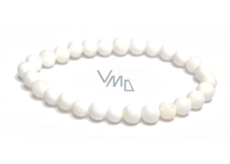 Mušľa Tridacna náramok z mušle elastický prírodný kameň, gulička 6 mm / 16 - 17 cm