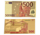Zlatá plastová bankovka Talisman 500 EUR