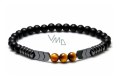 Onyx / Tigrie oko / Hematit náramok elastický prírodný kameň matný, guľôčka 8 mm / 16 - 17 cm