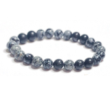 Obsidiánové vločky náramok elastický prírodný kameň, korálik 8 mm / 16-17 cm, záchranný kameň