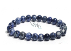 Sodalitový náramok elastický prírodný kameň, guľôčka 8 mm / 16 - 17 cm, komunikácia s kameňom