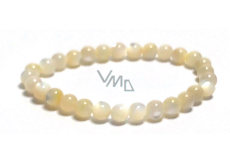 Perlový elastický náramok z prírodnej mušle, guľôčka 6 mm / 16-17 cm, symbol ženskosti