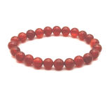 Achát červený elastický prírodný kameň, korálik 8 mm / 16-17 cm, dodáva pevnosť