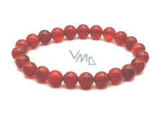 Achát červený elastický prírodný kameň, korálik 8 mm / 16-17 cm, dodáva pevnosť