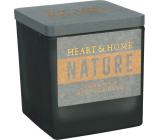 Srdce & Domov Príroda Sviečka s vôňou vanilky a svetlého dreva, veľké sklo, doba horenia až 20 hodín 90 g