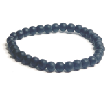 Achát čierny matný náramok elastický prírodný kameň, guľa 6 mm / 16 - 17 cm, dodáva odvahu a silu