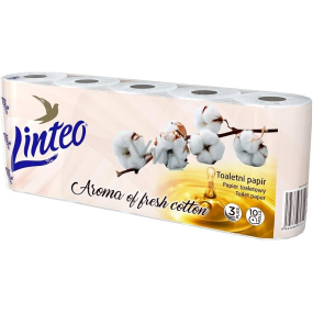 Linteo Premium Cotton Fresh Toaletný papier so sviežou vôňou bavlny biely 130 ks 3-vrstvový 15 m 10 ks