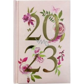 Albi Diár 2023 mini Ružový s kvetmi 11 x 7,5 x 0,5 cm