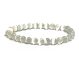 Selenit/Alabaster náramok elastický prírodný kameň, guľôčka 6 mm / 16 - 17 cm, anjelská energia