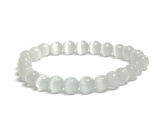 Selenit/Alabaster náramok elastický prírodný kameň, guľôčka 8 mm / 16 - 17 cm, anjelská energia